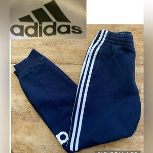 Adidas Big Kid’s Sz L (14-16) Navy Cotton Blend Fleece‎ Logo Joggers